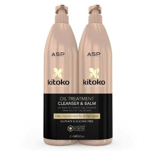 5055786221786 ASP Affinage Kitoko Oil Treatment Cleanser & Balm Duo 1000ml - Afbeelding 1