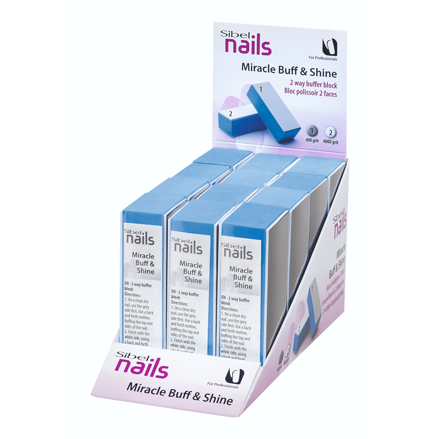 5412058189111 Sibel Nageloolisher 2-weg Buff&Shine Display 12 stuks - Afbeelding 1